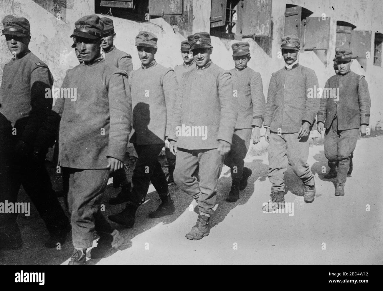 Italian prisoners of war in at the Ljubljana Castle in Ljubljana, Slovenia during World War I ca. 1910-1915 Stock Photo