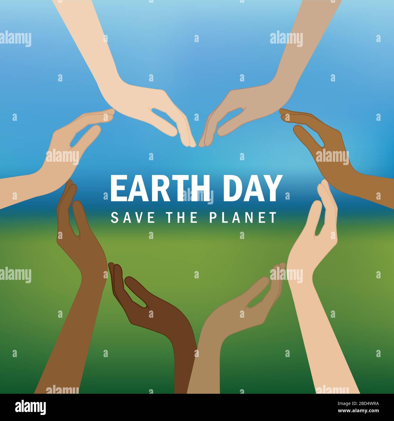 human hands with different skin colors form a heart for earth day ...