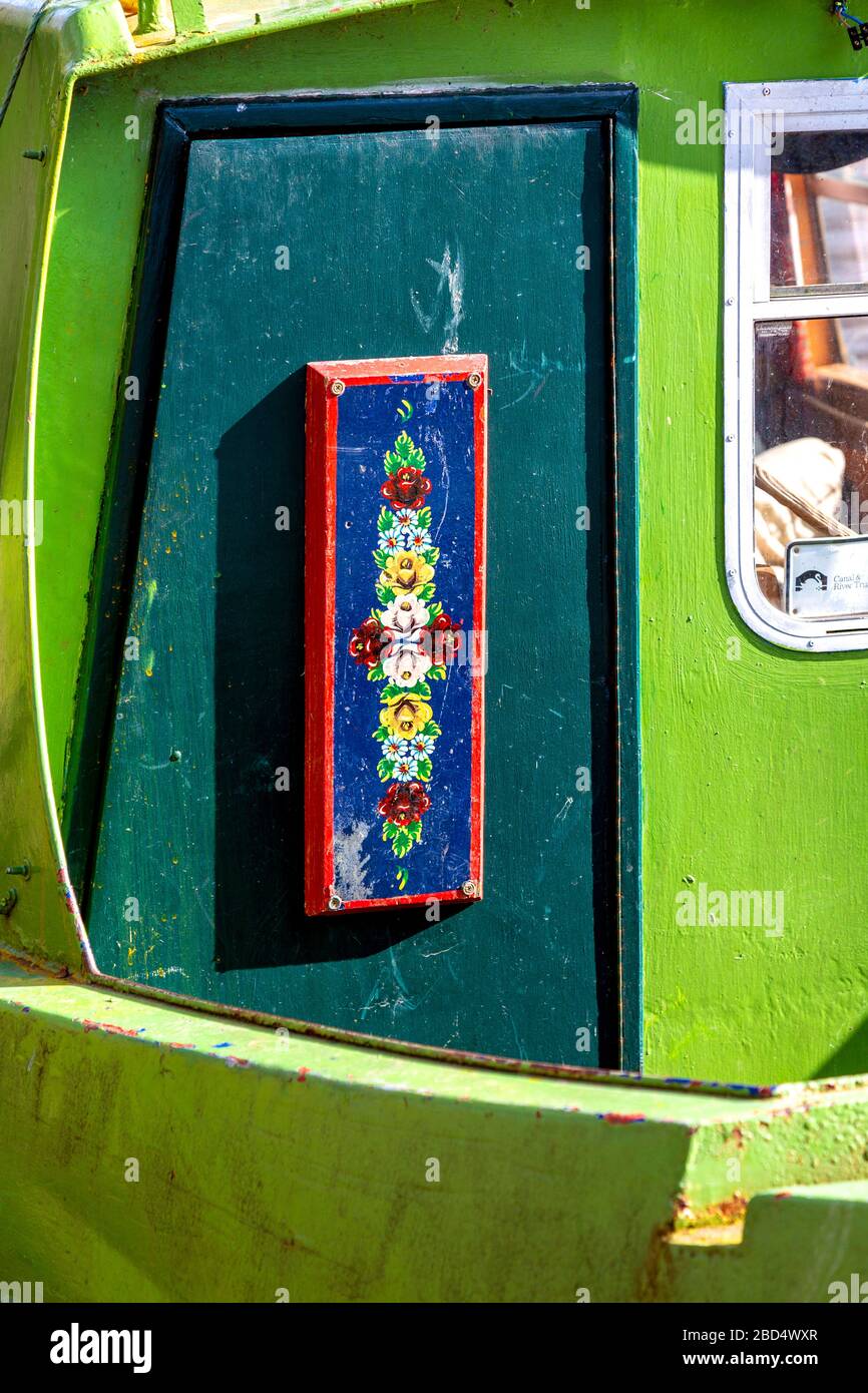 Roses and castles decoration on a houseboat, London, UK Stock Photo