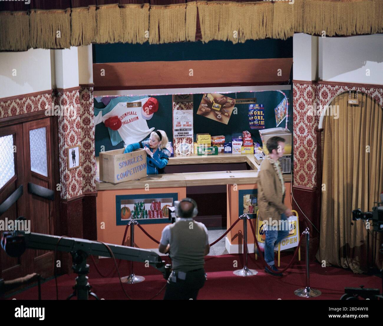 Filming of channel 4 comedy 'Packet of Three' in 1990 at Wakefield Theatre, West Yorkshire, Northern England, UK Stock Photo