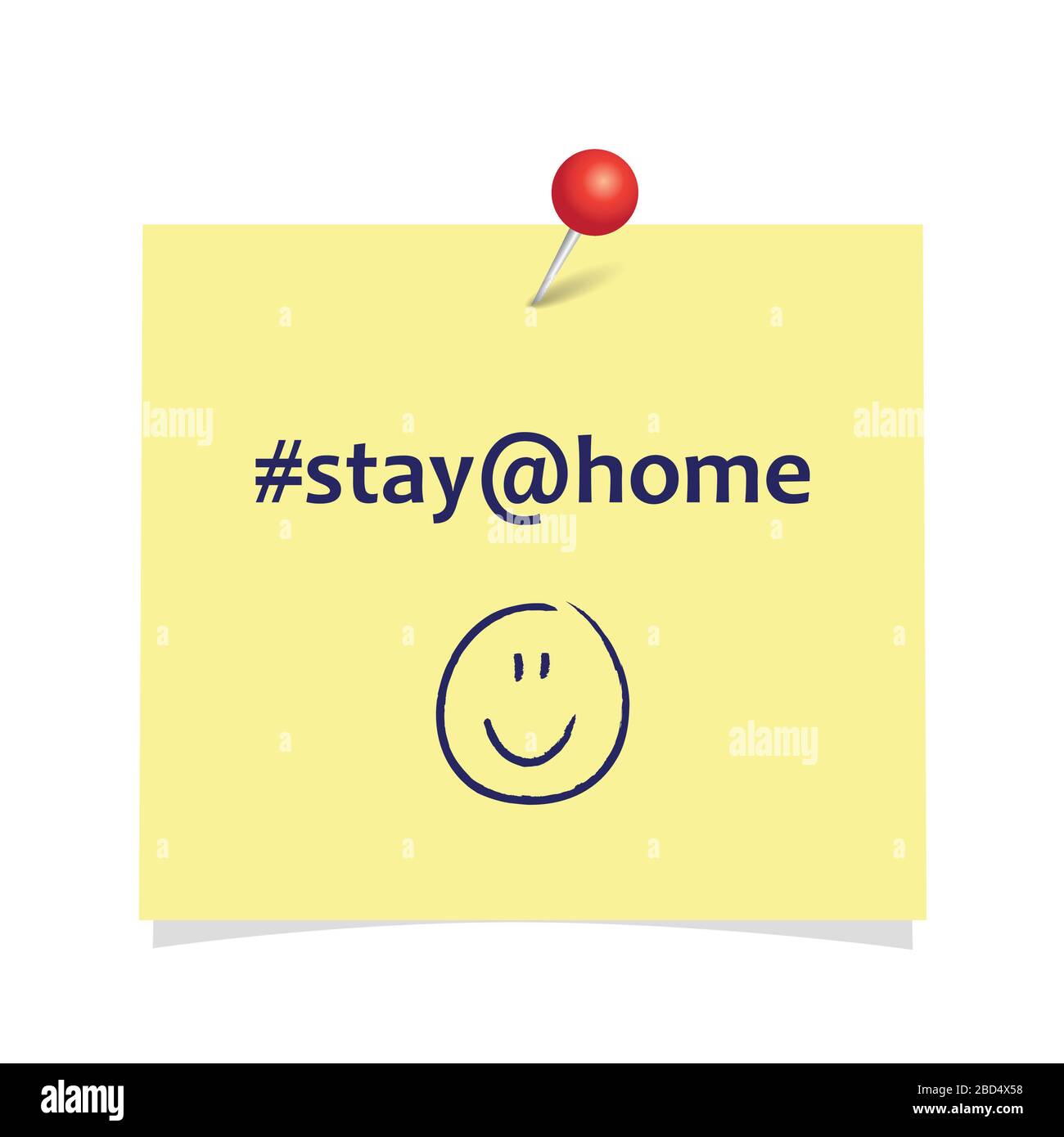 stay at home office paper sheet with happy face vector illustration EPS10 Stock Vector