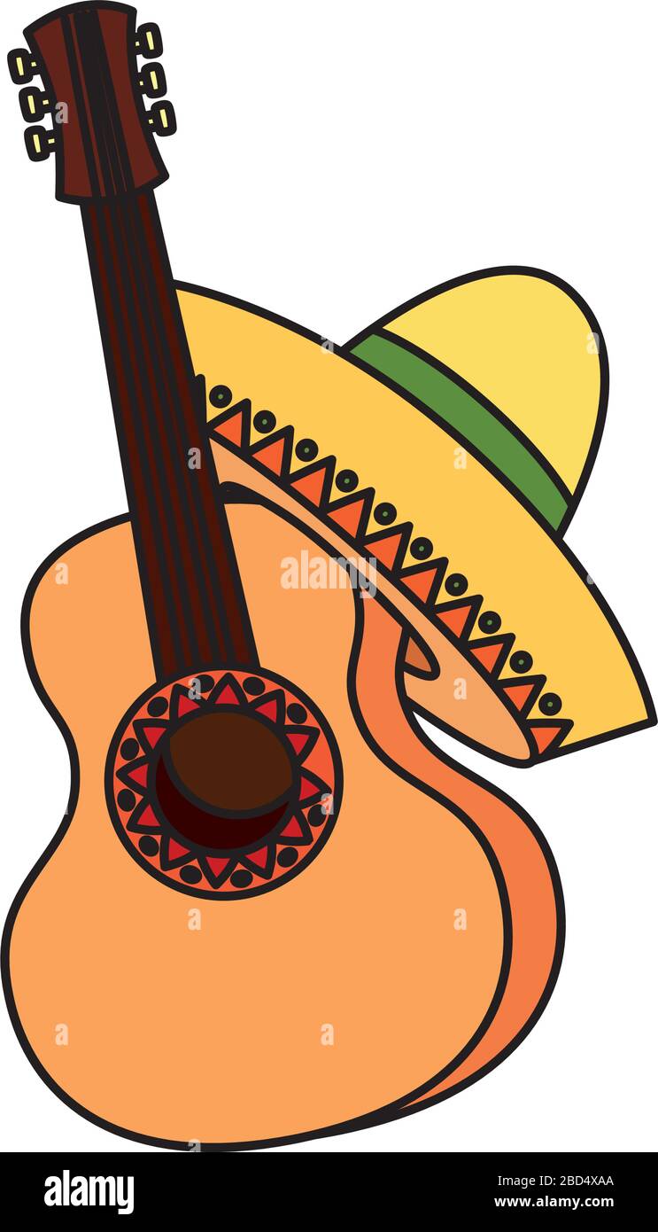 Isolated mexican guitar and hat vector design Stock Vector Image & Art ...