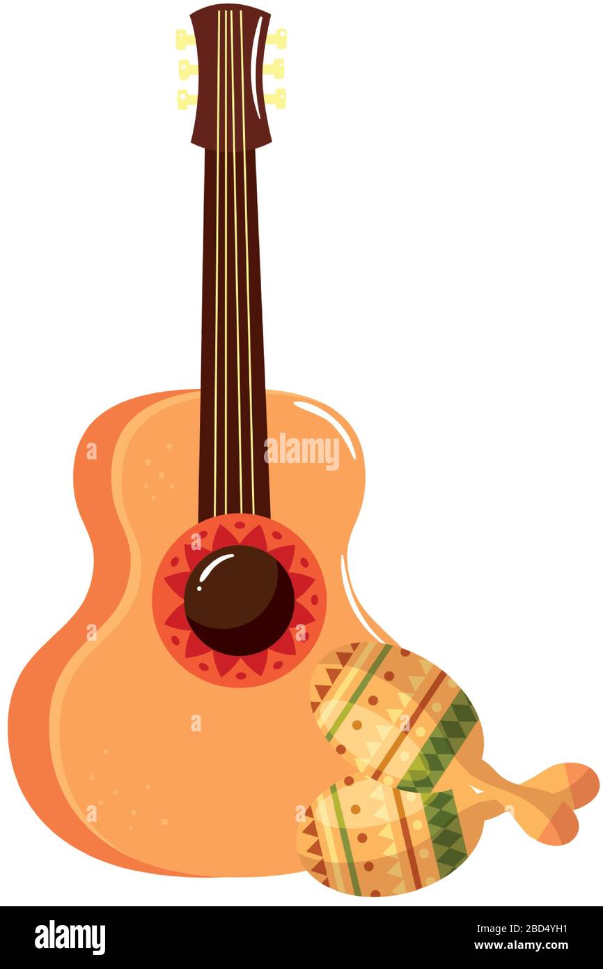 Isolated mexican guitar and maracas vector design Stock Vector Image ...