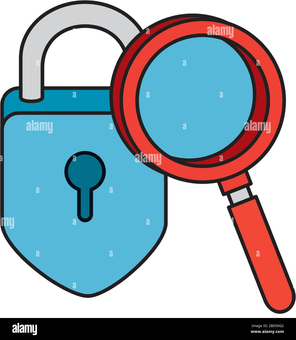 Isolated padlock and lupe vector design Stock Vector Image & Art - Alamy