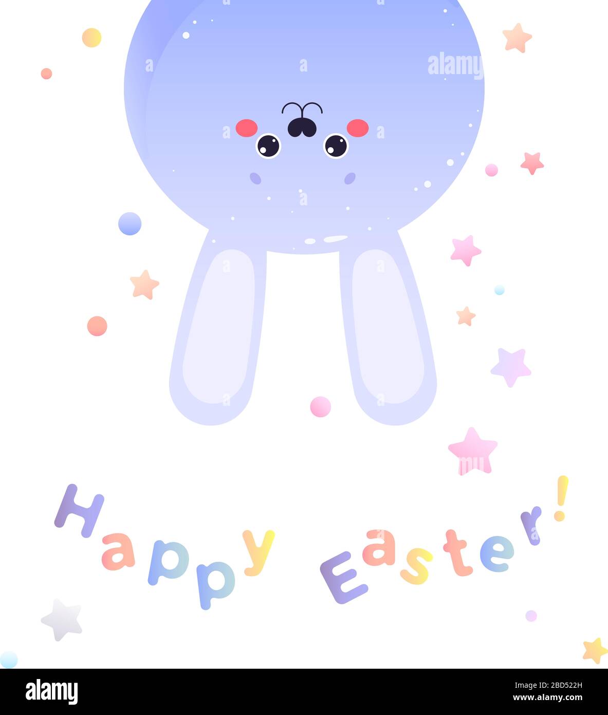Greeting card for Easter. Cute Kawaii Hare Rabbit. Vector illustration Stock Vector