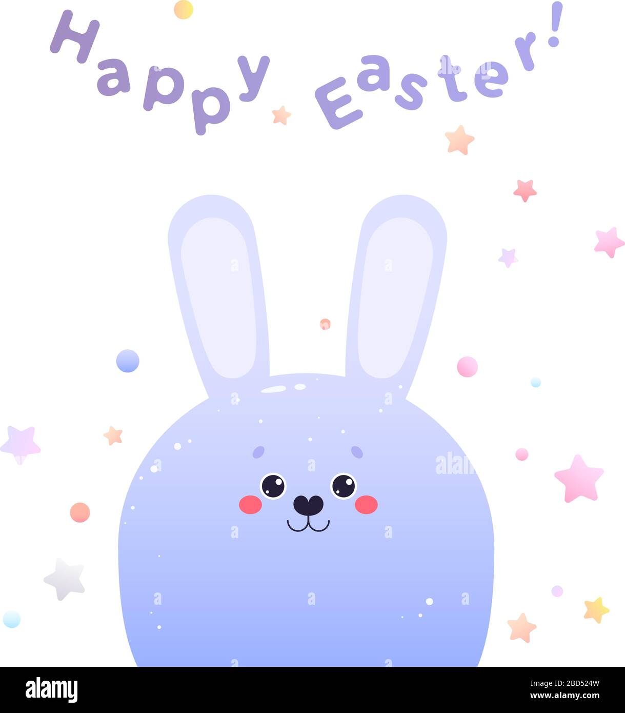 Greeting card for Easter. Cute Kawaii Hare Rabbit. Vector illustration Stock Vector