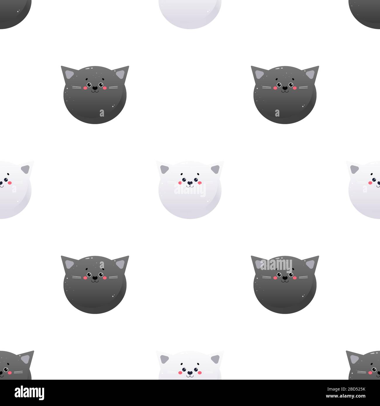 Cute Kawaii Cat. Animal seamless pattern. Vector illustration Stock Vector