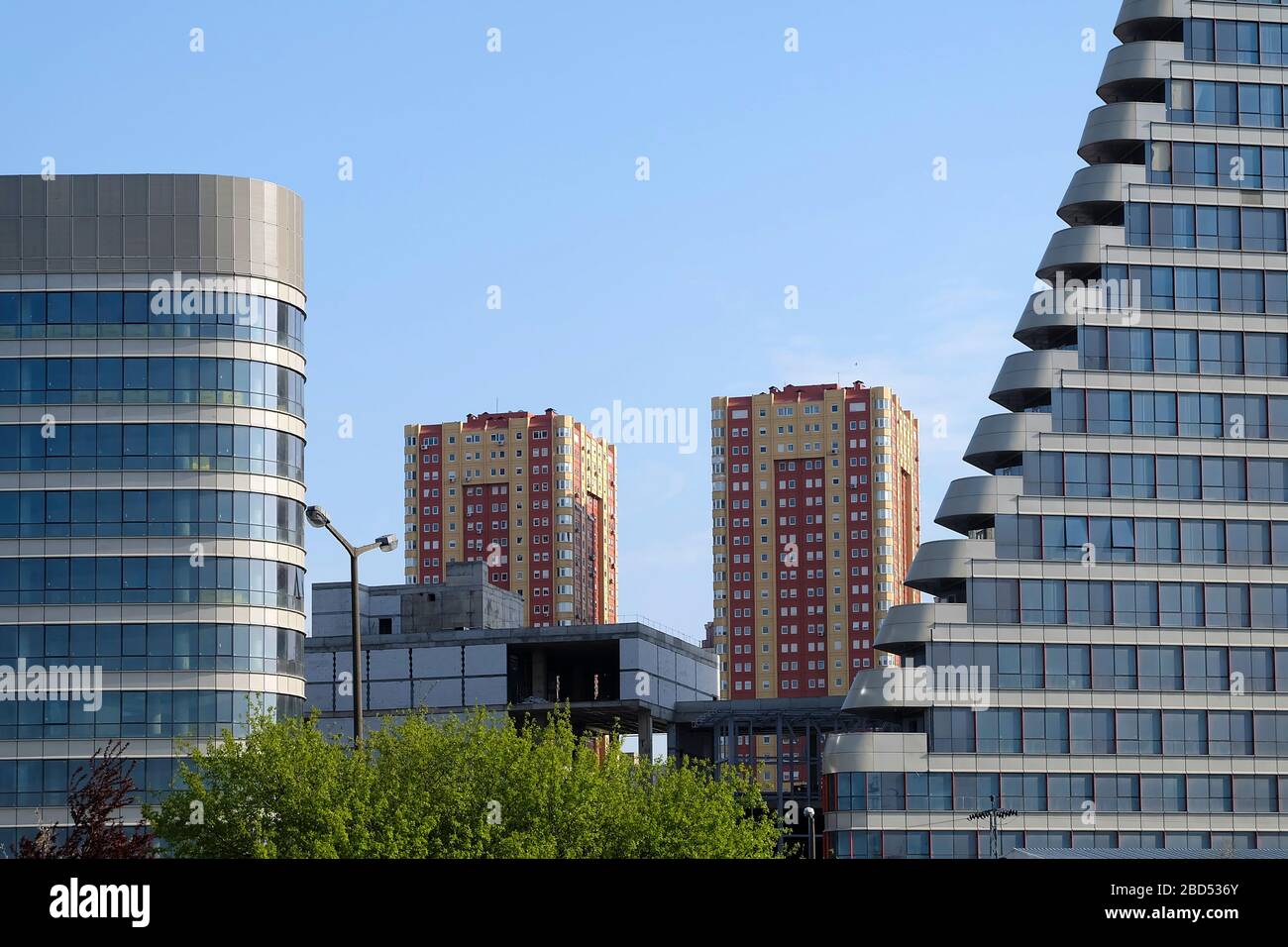 Financial district at The Atasehir Istanbul, Turkey. Old and new style apartments together. Stock Photo