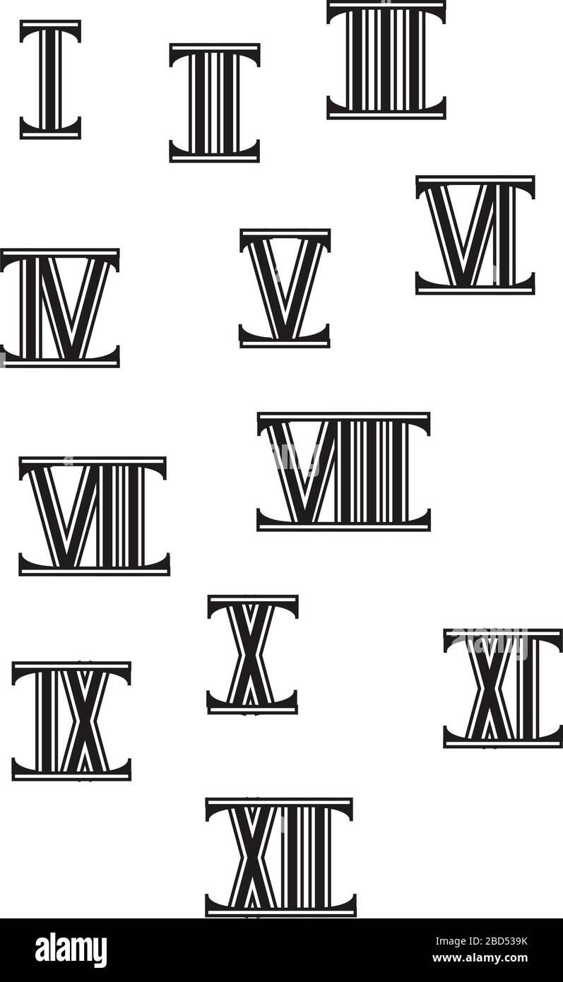 Roman numerals set modern art Stock Vector