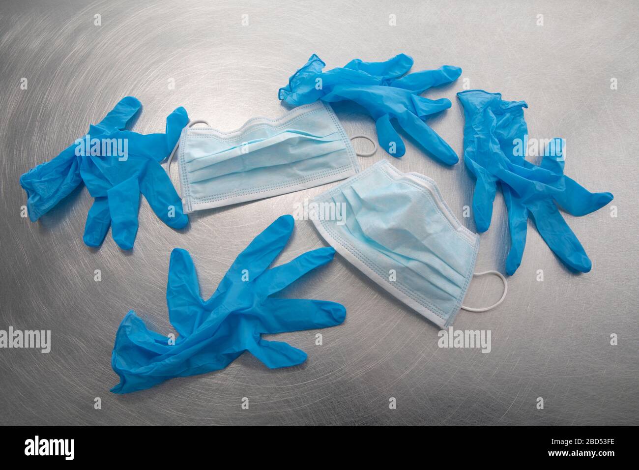 PPE GLOVES AND MASKS Stock Photo