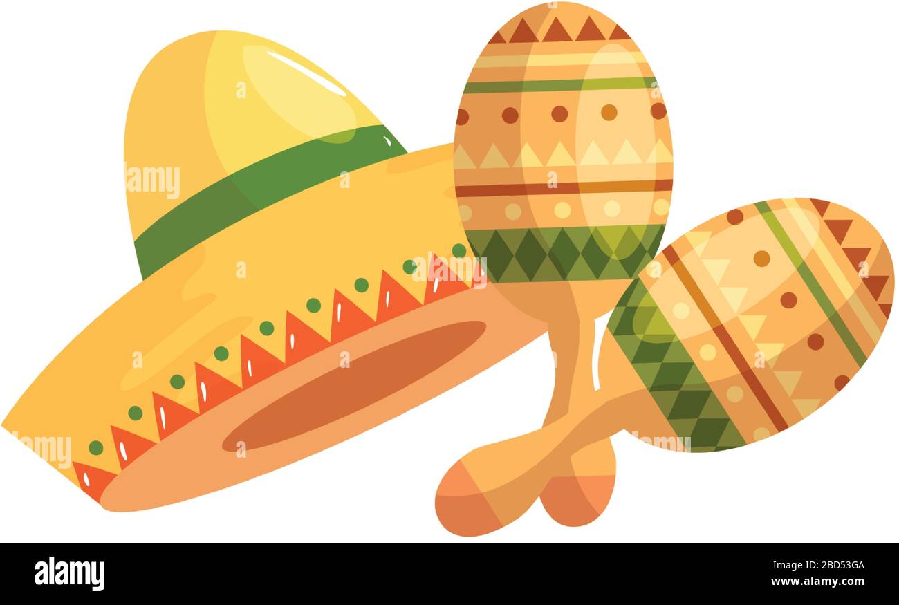 Isolated mexican hat and maracas vector design Stock Vector Image & Art ...