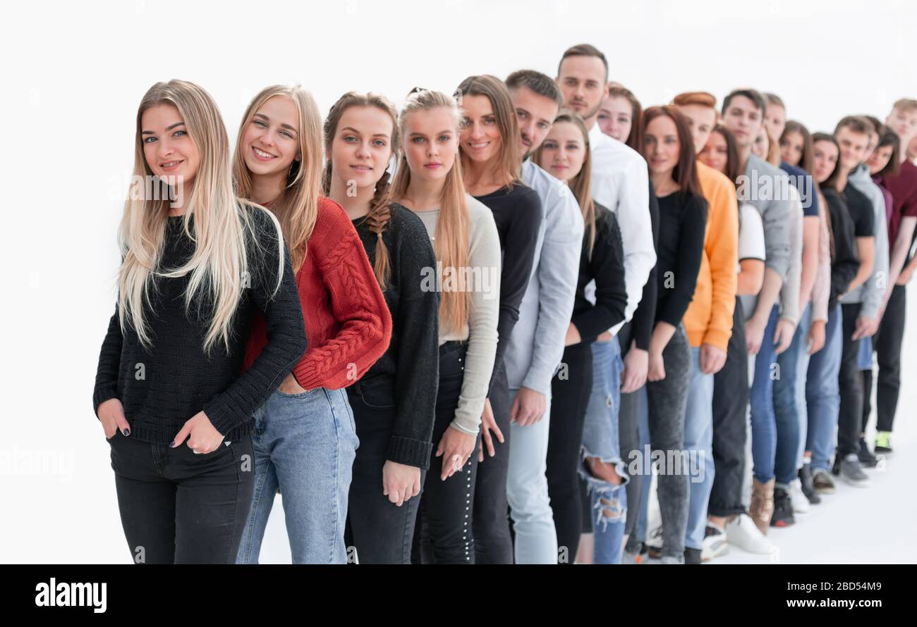 group of diverse young people standing in line Stock Photo - Alamy
