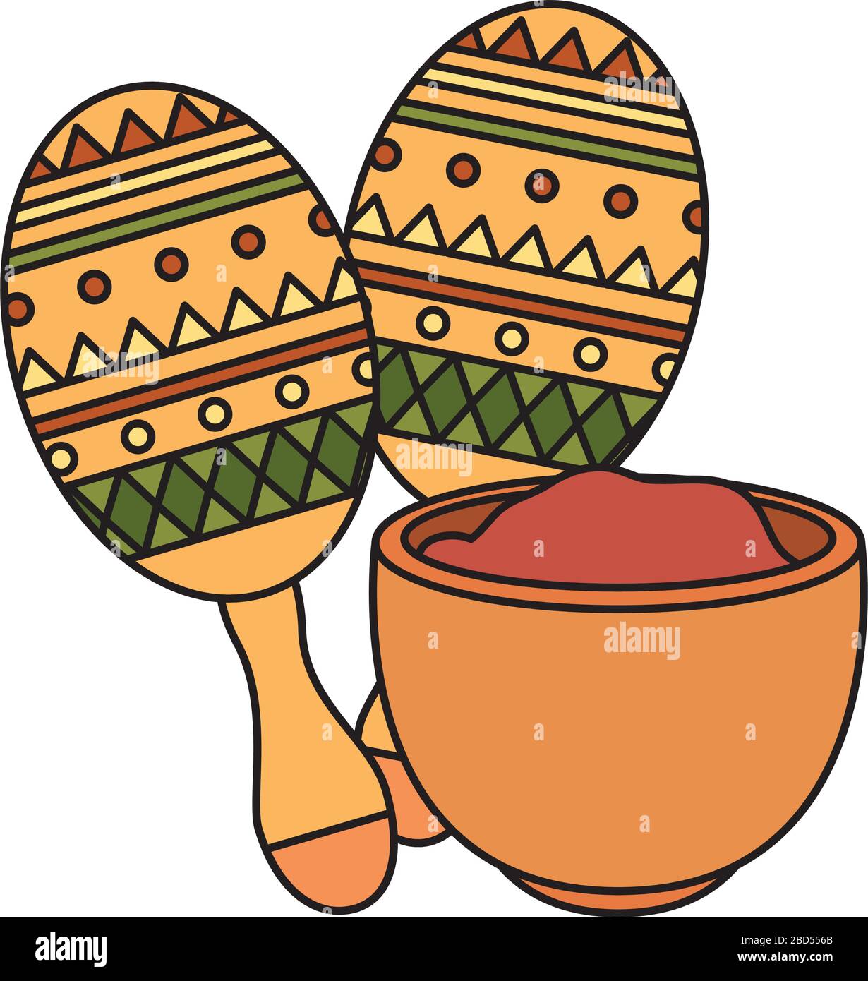 Isolated mexican maracas and bowl vector design Stock Vector Image ...