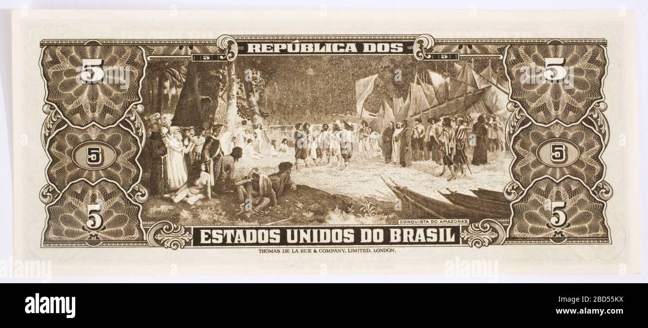 Republica dos Estados Unidos do Brasil, Brazil, FIVE/CINCO CRUZEIROS