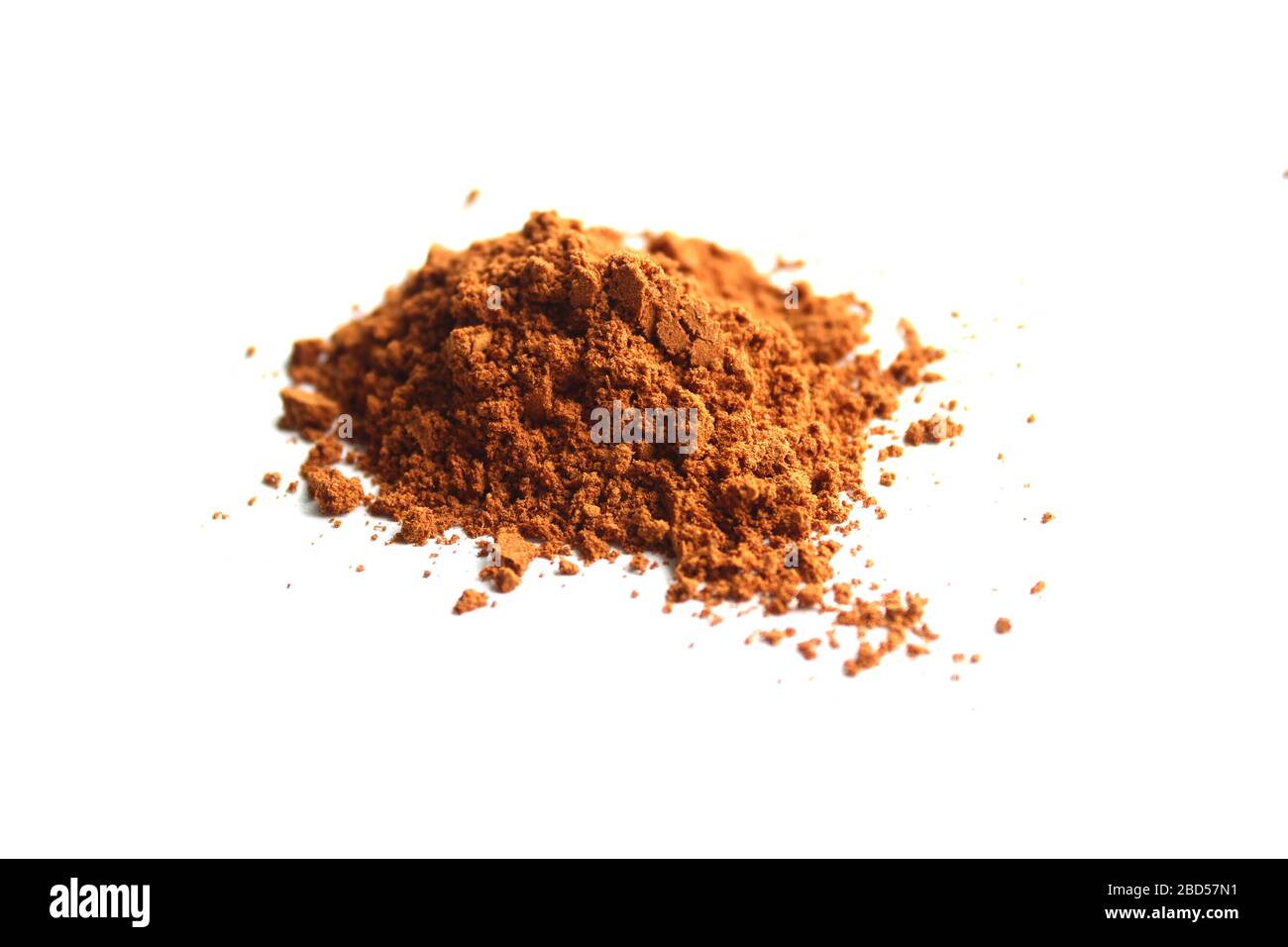 Turmeric (Curcuma) powder isolated on white background, top view Stock Photo