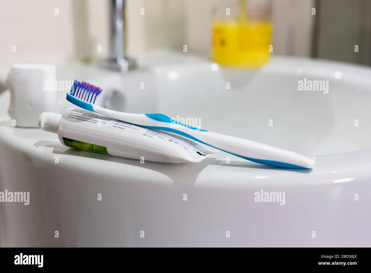 Oral care products Stock Photo