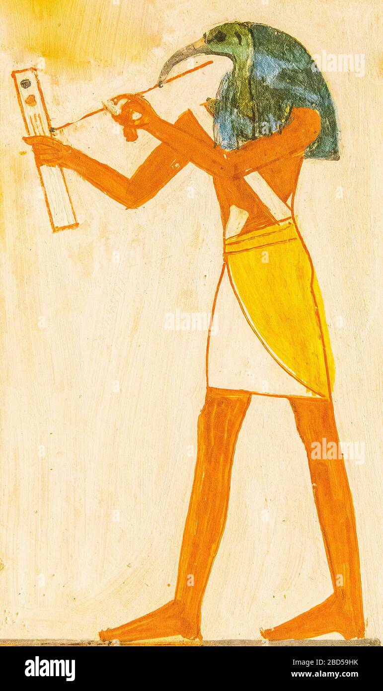 UNESCO World Heritage, Thebes in Egypt, Valley of the Nobles, tomb of Menna. Thot is the god of writing and science. Stock Photo