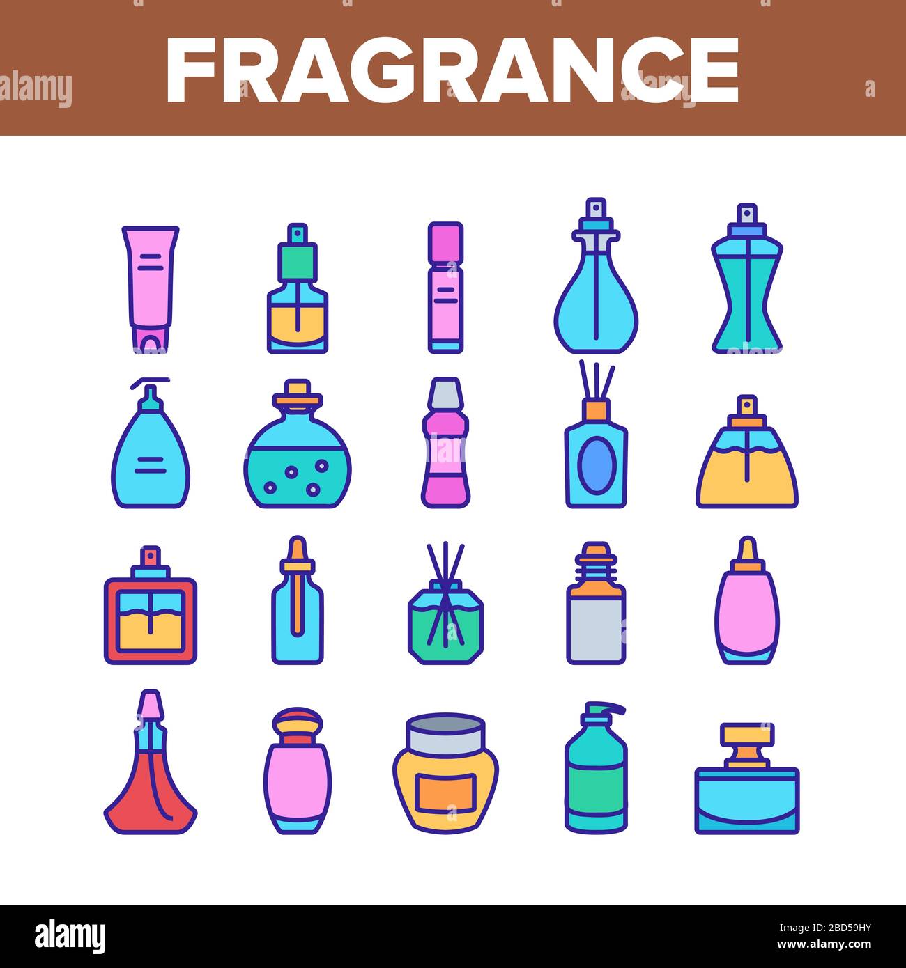 Fragrance Bottles Collection Icons Set Vector Stock Vector Image & Art ...