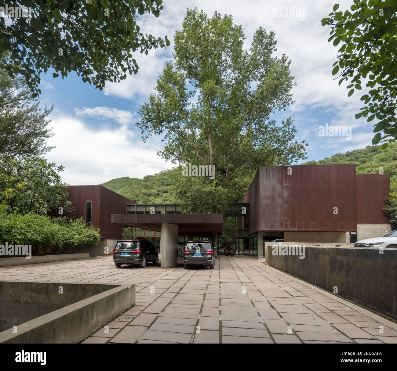 COMMUNE CLUBHOUSE by Architect Seung H-Sang (South Korea)Commune by the Great Wall , Yanqing District, China Stock Photo