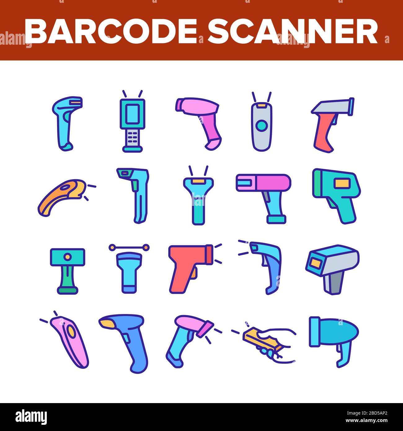 Barcode Scanner Device Collection Icons Set Vector Stock Vector Image ...