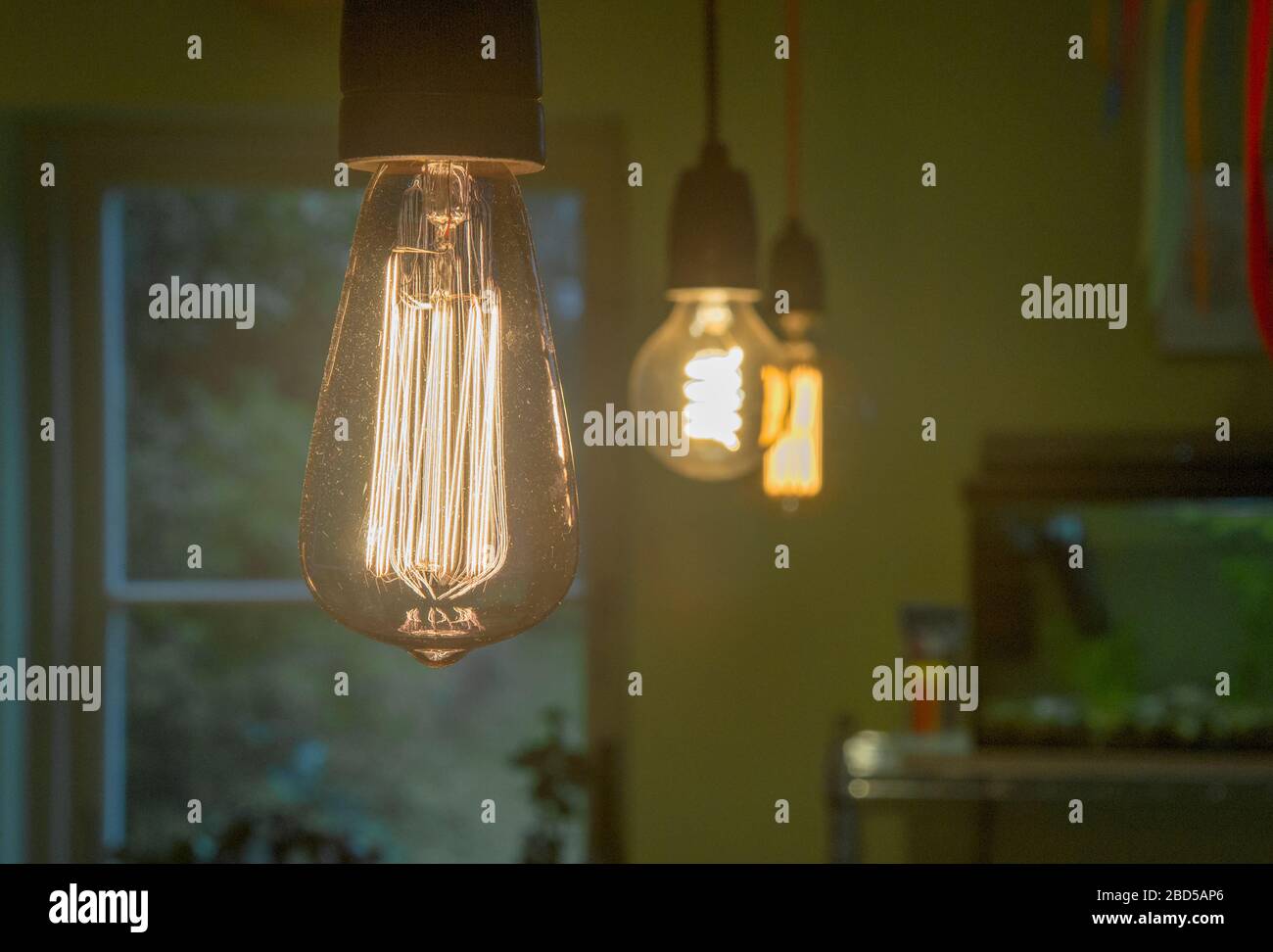 Edison lamp lights Stock Photo