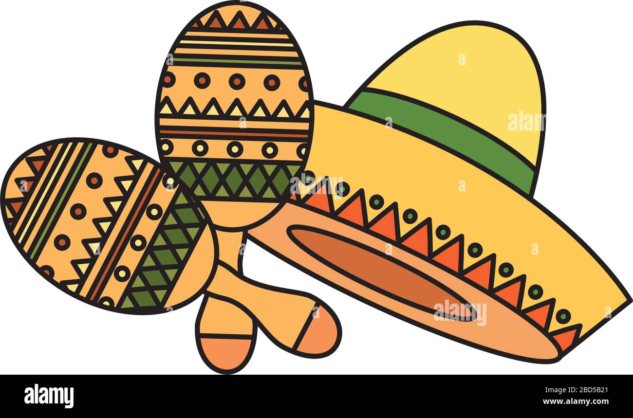 Isolated mexican hat and maracas vector design Stock Vector Image & Art ...