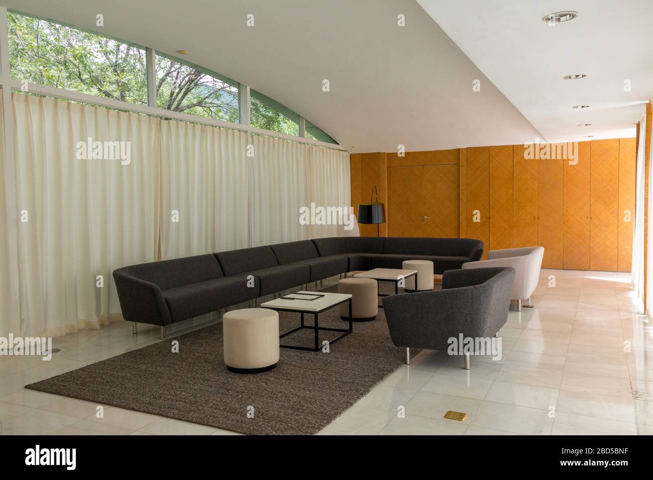 view of living room  interior, Furniture House Villa by Japanese architect Shigeru Ban, Commune by the Great Wall , Yanqing District, China Stock Photo