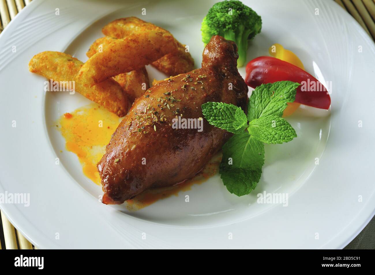 The food portrait of Roasted duck leg Stock Photo - Alamy