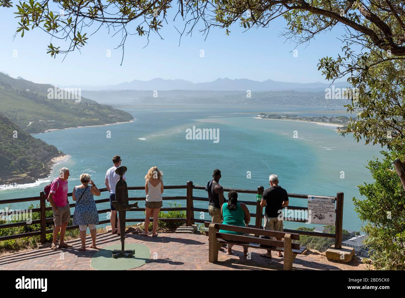 The Heads, Knysna, Western Cape South Africa. 2019. Visitors to The Heads get a view of the Knysna Lagoon, on the tourist Garden Route. Stock Photo