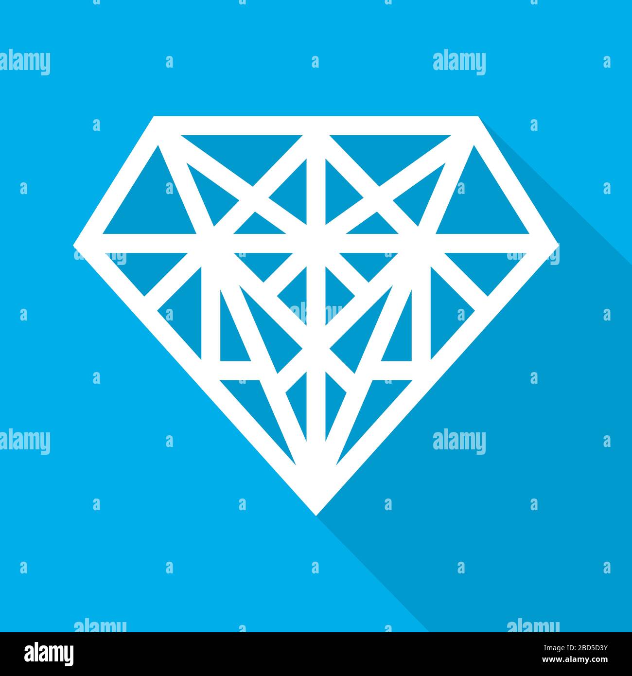 Simple diamond icon in flat design. Vector illustration. White sign of ...