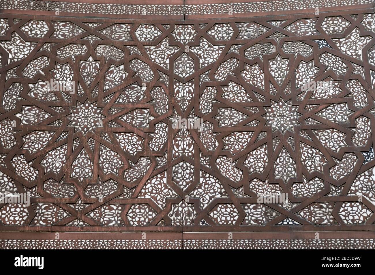 Beautiful intricate geometric, Islamic design. Architectural detail from the mosque Hassan II in Casablanca, Morocco. Stock Photo