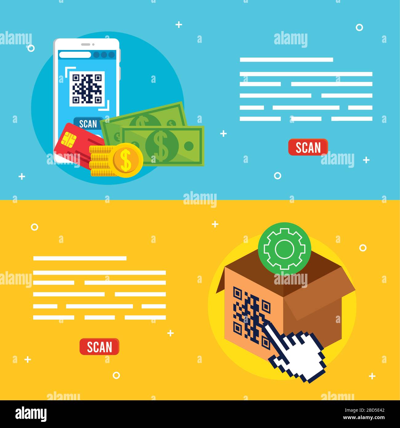 qr code inside smartphone and box vector design Stock Vector Image