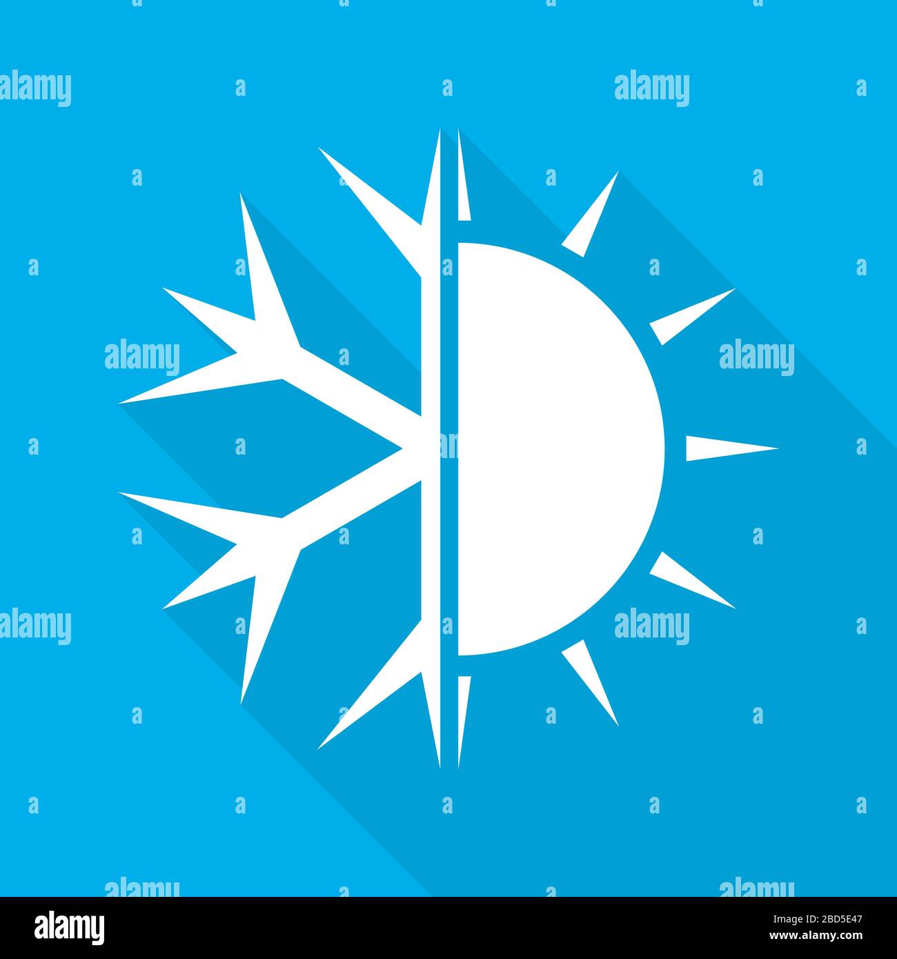 Sun and snowflake symbol of air conditioner. Vector illustration. Hot