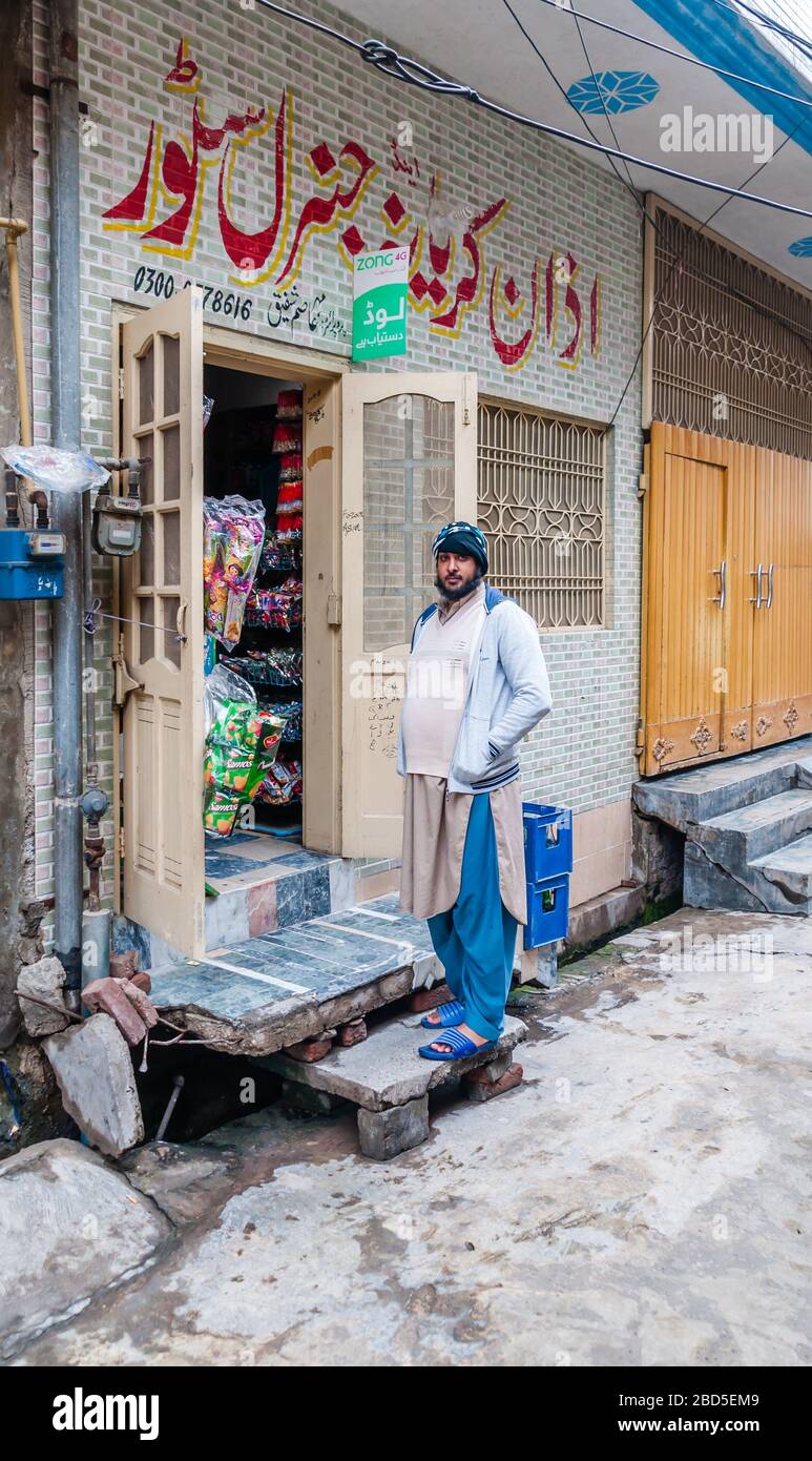 Corner shop, Jhelum, Punjab, Pakistan Stock Photo