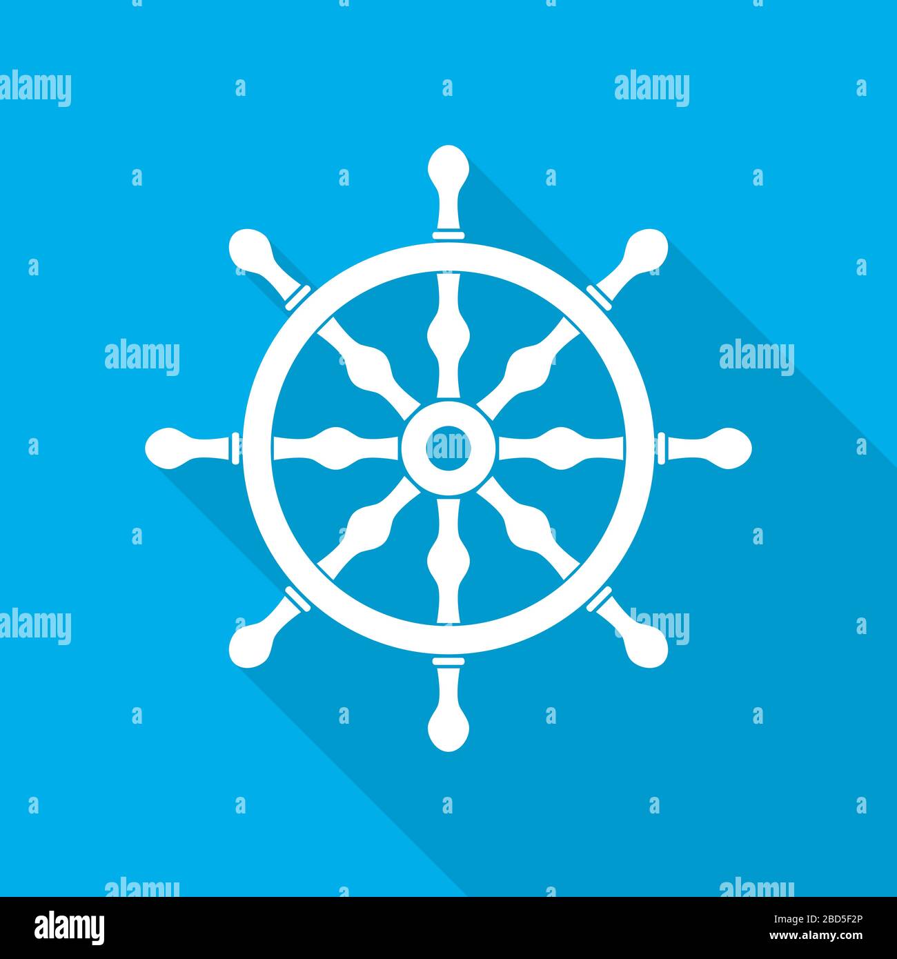 Ship steering wheel icon in flat design. Vector illustration. White ...