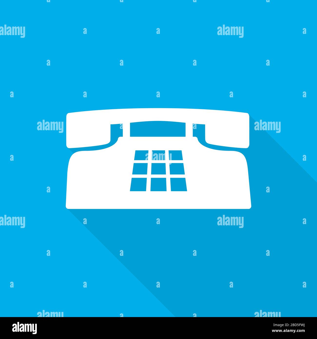 Phone icon. Vector illustration. White phone icon with long shadow on ...
