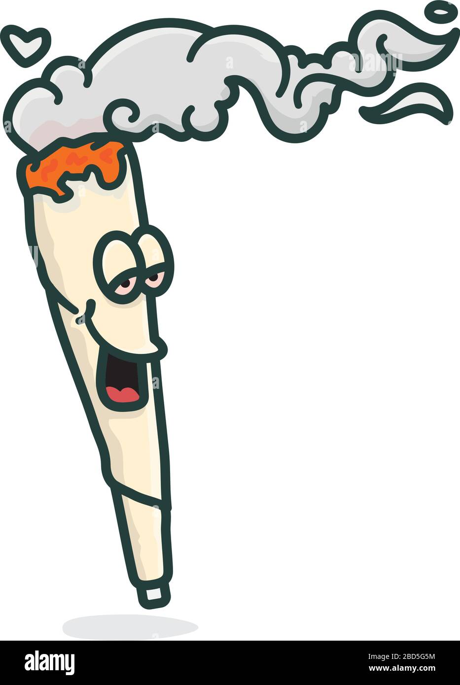 Happy stoned burning joint cartoon character isolated vector
