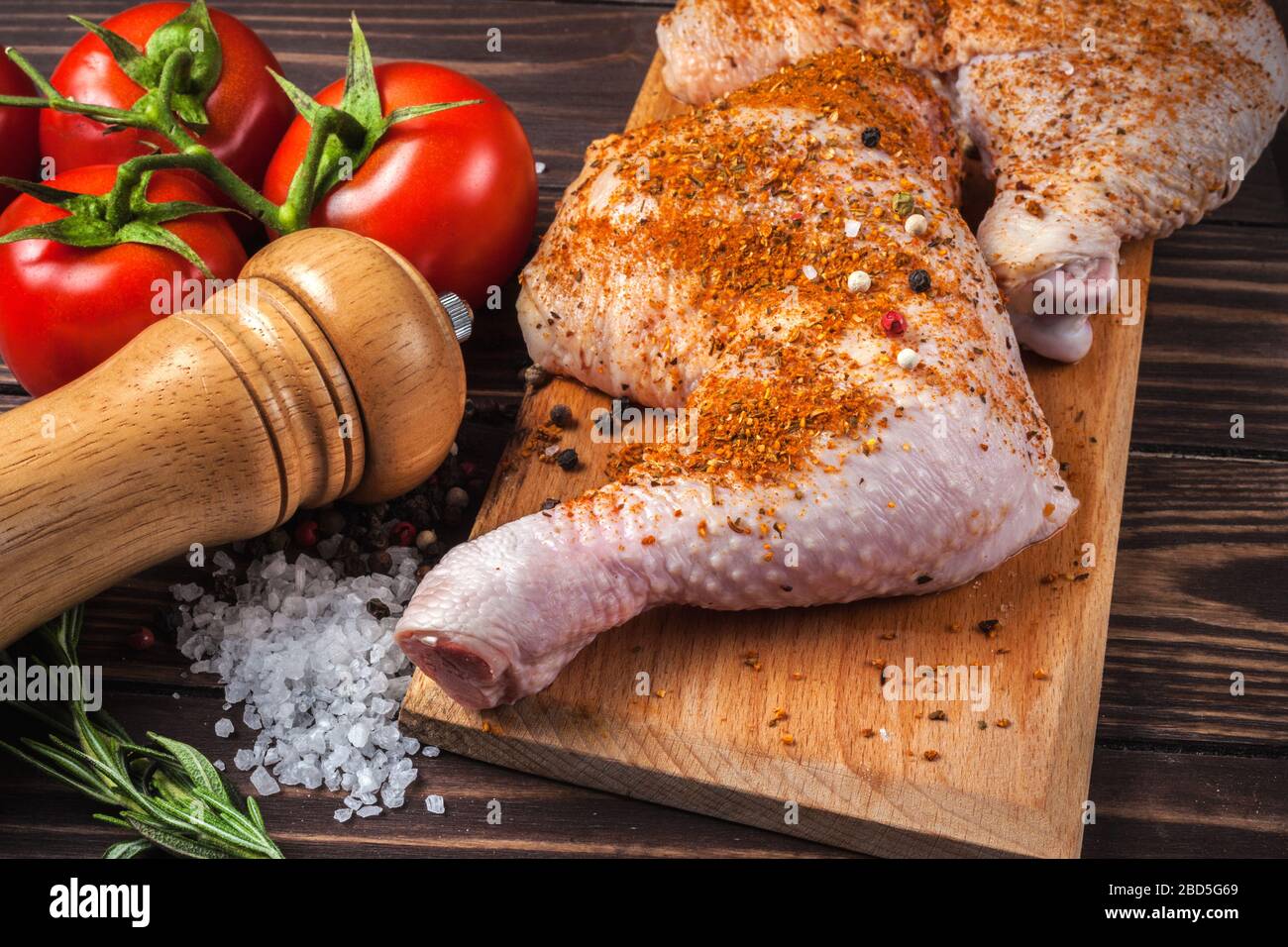 Raw chicken and vegetables on a cutting board Stock Photo - Alamy