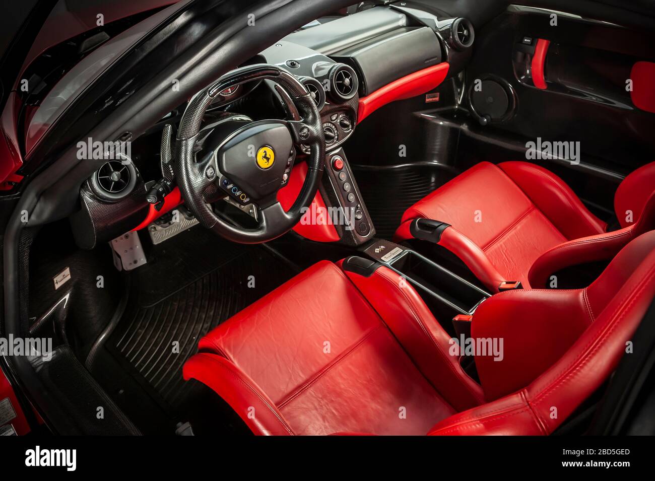 Ferrari Enzo built to pay tribute to the Ferrari founder Enzo Ferrari. 6lt V12  engine producing 660hp. Stock Photo