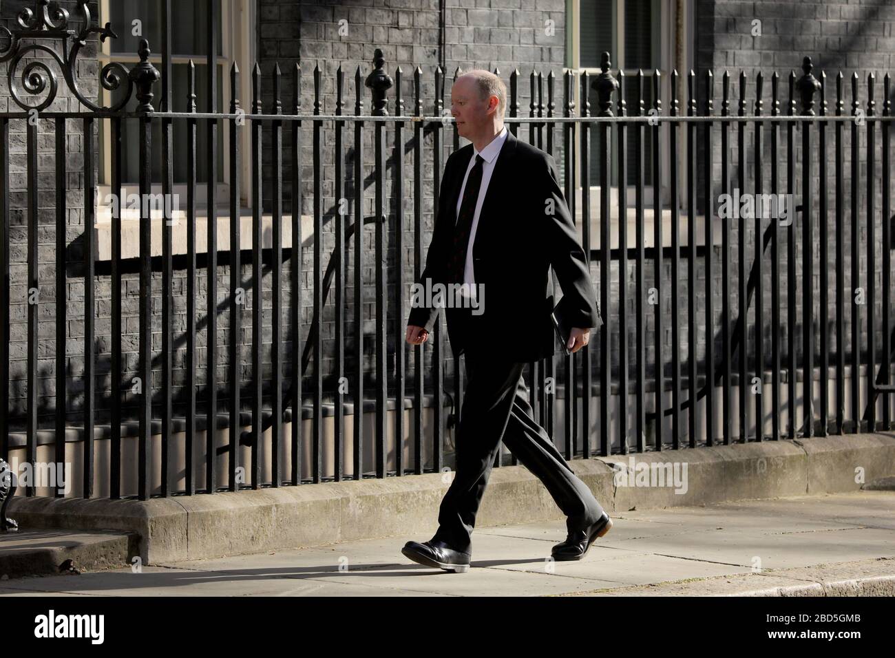 London, UK. 07th Apr, 2020. Chief Medical Officer for England Chris Whitty arrives at 10 Downing street for the COVID-19 committee meeting in London, Britain, April 7, 2020. British Prime Minister Boris Johnson was taken to intensive care on Monday night after his coronavirus symptoms worsened, Downing Street said.    Johnson has asked British Foreign Secretary Dominic Raab to deputize for him, a Downing Street spokesman said. Credit: Xinhua/Alamy Live News Stock Photo