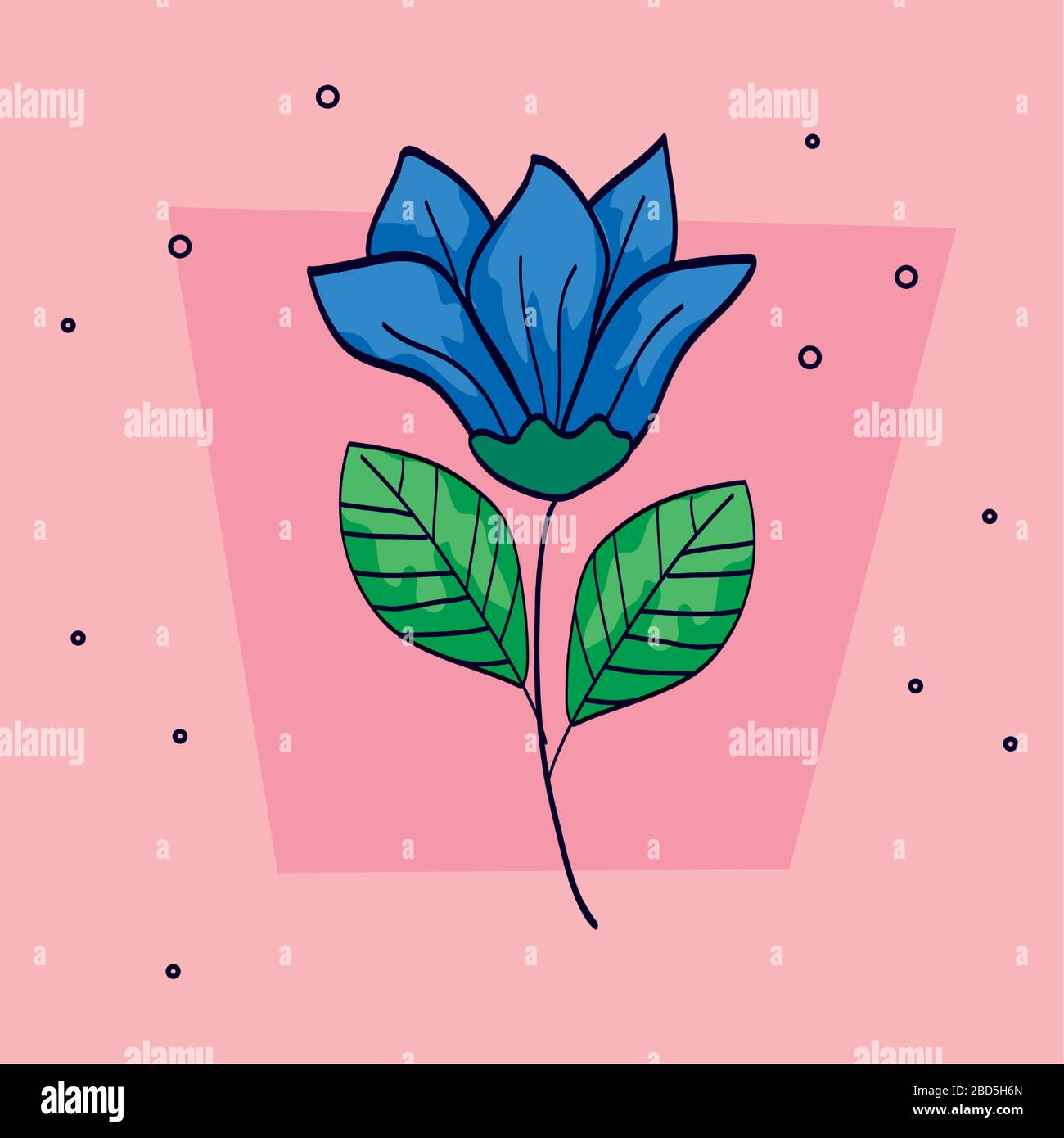 Cute blue flower leafs Stock Vector Images - Alamy
