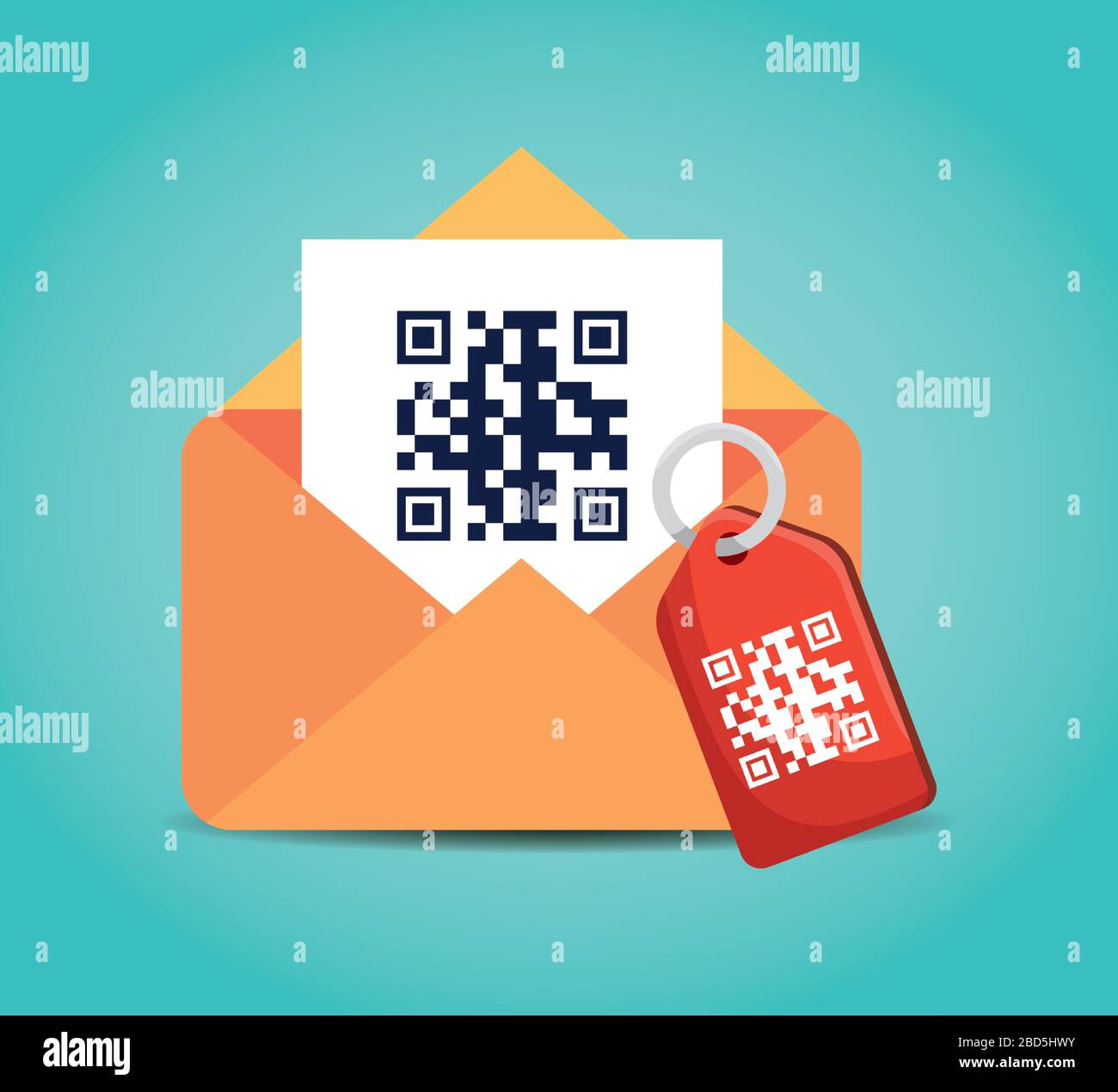 qr code inside envelope and label vector design Stock Vector Image