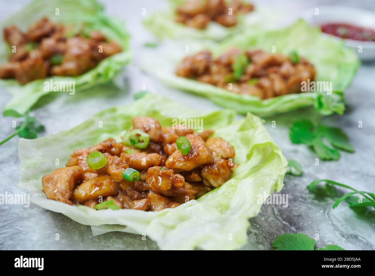 Homemade Lettuce Wraps, selective focus Stock Photo