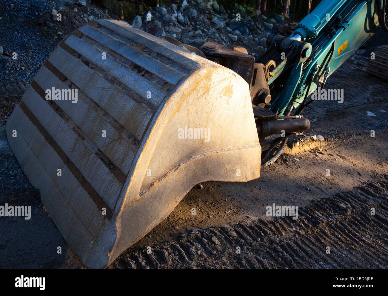Closeup of a digger bucket Stock Photo