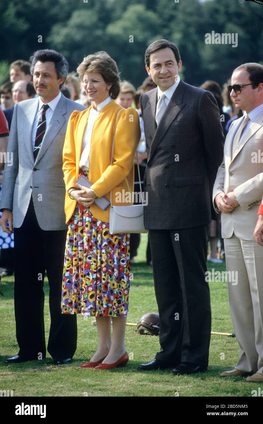 Constantine II of Greece / King of Greece and Queen Anne Marie at Guards polo club, Windsor England June 1986 Stock Photo