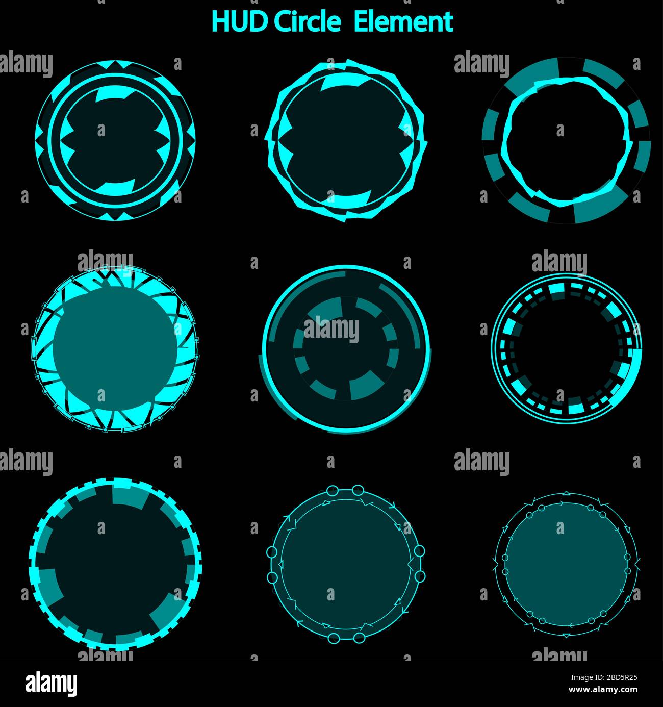 Set of hud circle elements,Futuristic Sci Fi Modern User Interface Set.hud circle elements,head up display,hud elements Stock Photo