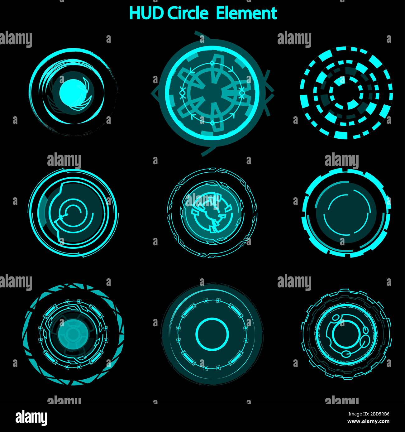 Set of hud circle elements,Futuristic Sci Fi Modern User Interface Set.hud circle elements,head up display,hud elements Stock Photo