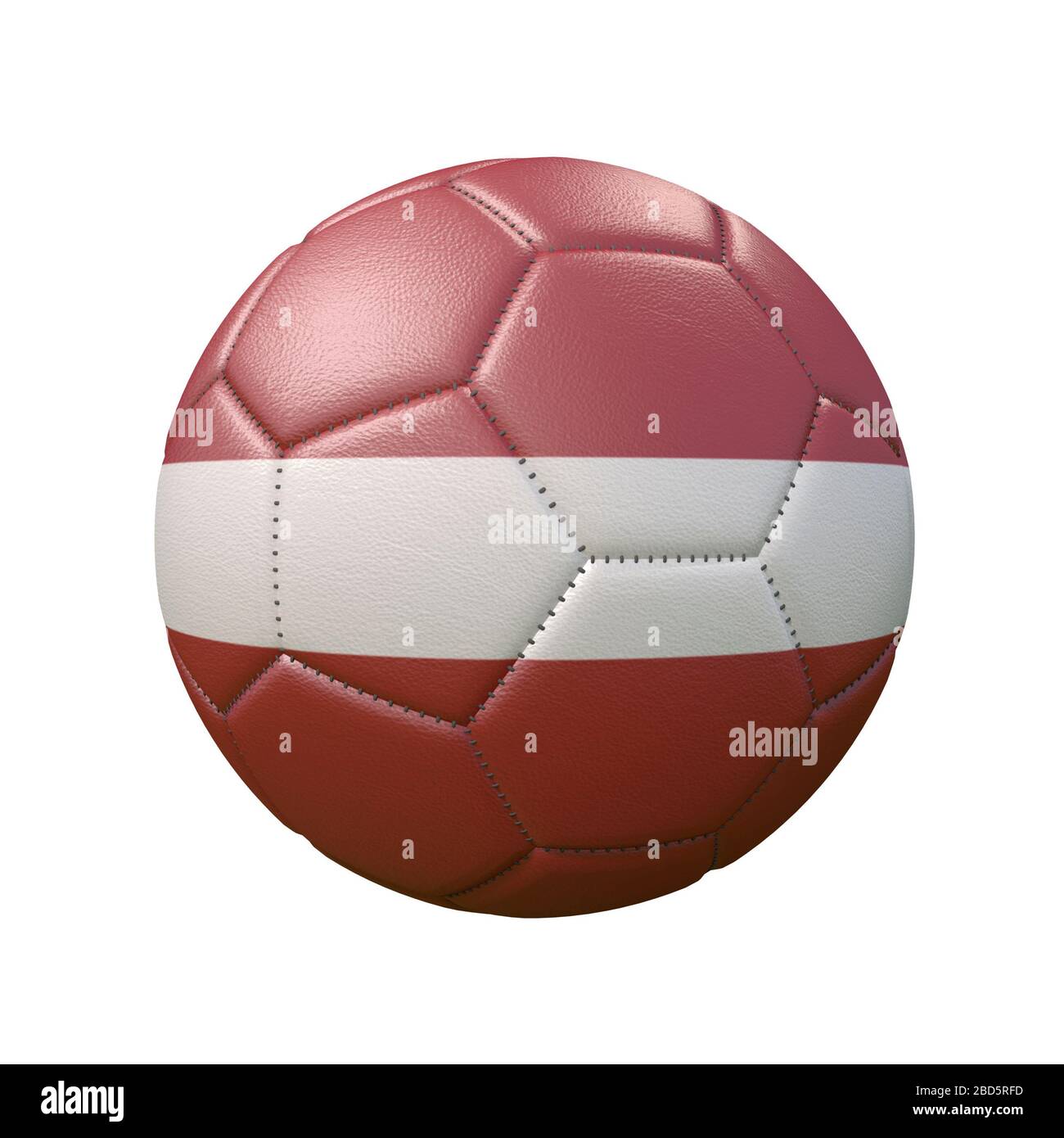Soccer ball in flag colors isolated on white background. Latvia. 3D image Stock Photo