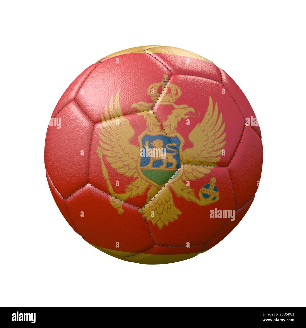 Soccer ball in flag colors isolated on white background. Montenegro. 3D image Stock Photo