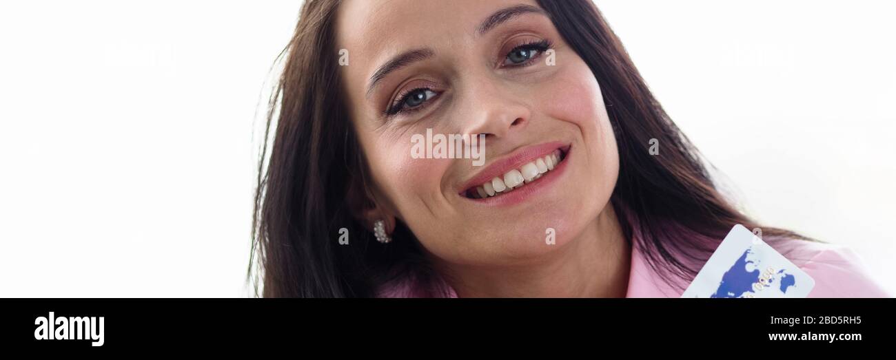 Woman using credit card Stock Photo